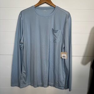 NWT Sun River Men's Blue Long Sleeve Fishing Shirt with front pocket Large